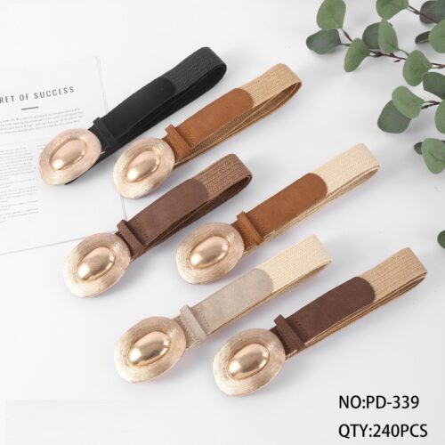 Cinturón Antelina Elástico Hebilla Dorada Ovalada