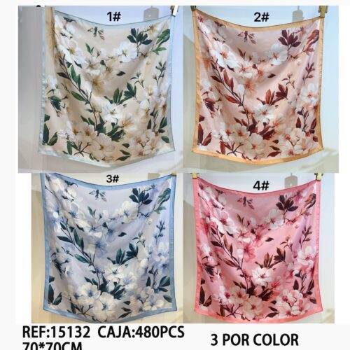 Pañuelo Cuadrado Estampado Flores 70x70cm