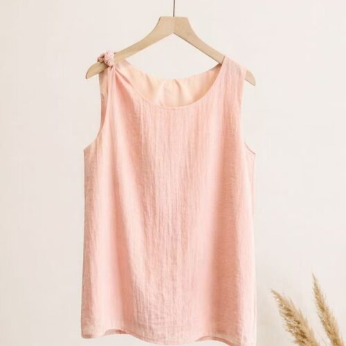 Top Rosa Sin Mangas Detalle Nudo