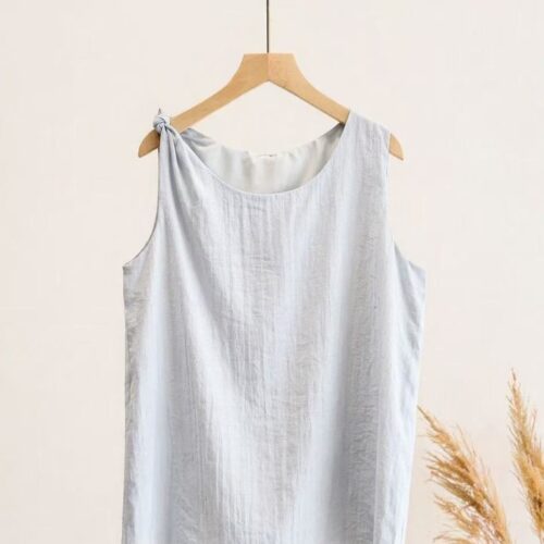 Top Azul Sin Mangas Detalle Nudo