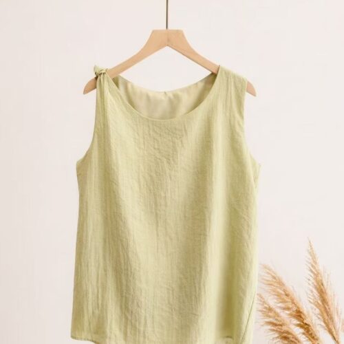 Top Verde Sin Mangas Detalle Nudo