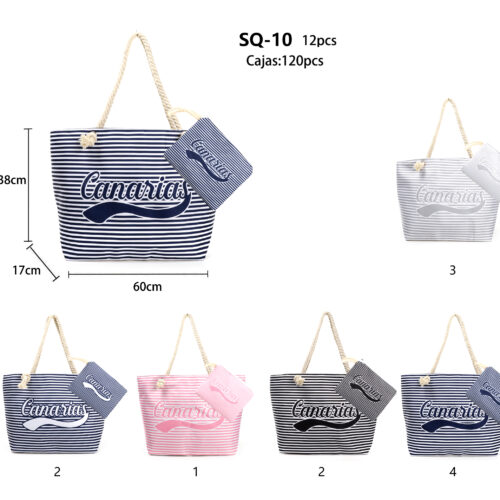 Bolso de Playa con Estampado Rayas Diseño Canarias