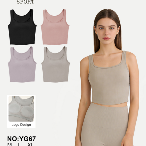 Crop Top Deportivo Liso Diseño Rayas