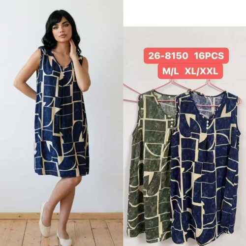 Vestido Corto Estampado Manga Sisa Botones Decorativos