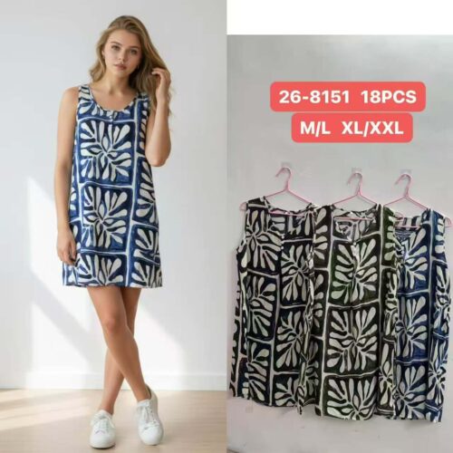 Vestido Corto Estampado Manga Sisa Botones Decorativos