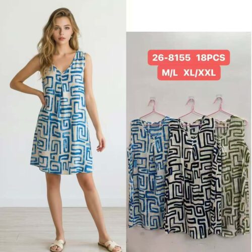 Vestido Corto Estampado Manga Sisa Botones Decorativos