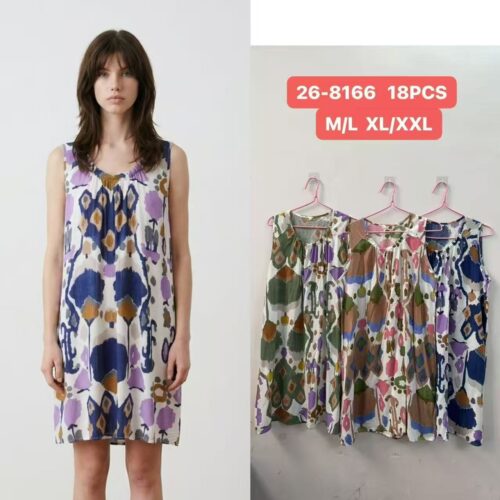 Vestido Corto Básico Estampado Manga Sisa