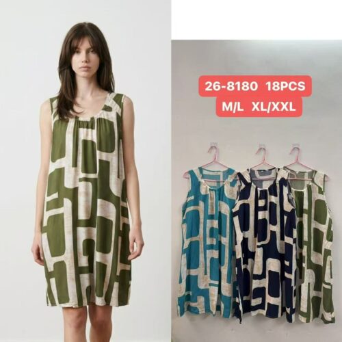 Vestido Corto Básico Estampado Manga Sisa