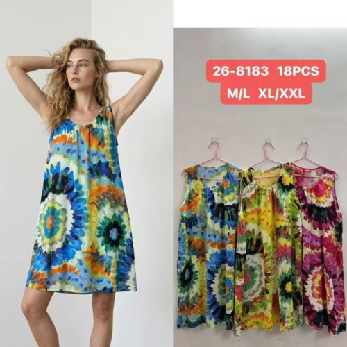 Vestido Corto Básico Estampado Manga Sisa