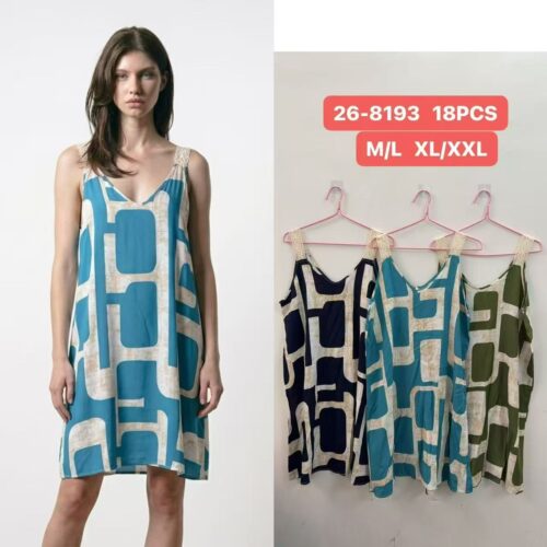 Vestido Corto Estampado Tirantes de Encaje