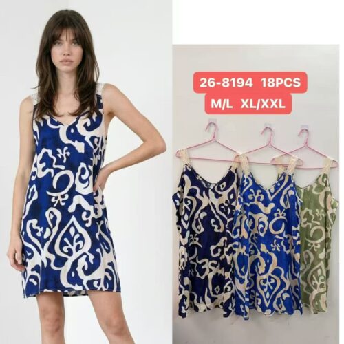 Vestido Corto Estampado Tirantes de Encaje