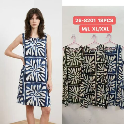 Vestido Corto Básico Estampado Manga Sisa