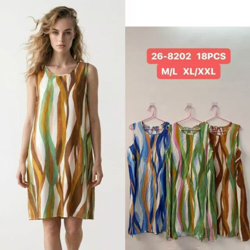 Vestido Corto Básico Estampado Manga Sisa