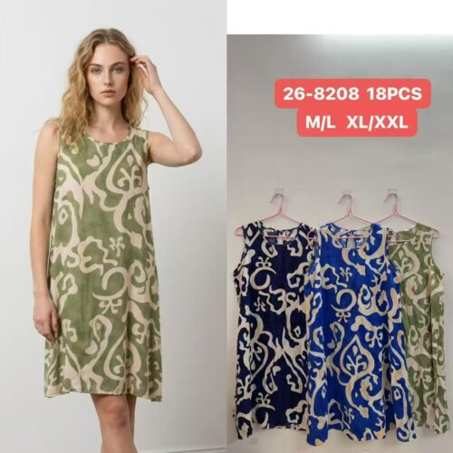 Vestido Corto Básico Estampado Manga Sisa