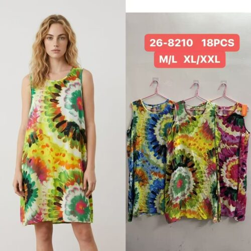 Vestido Corto Básico Estampado Manga Sisa