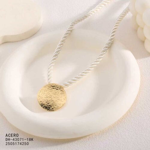 Collar Acero Colgante Circular Dorado