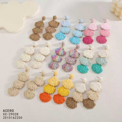 Pendientes Largos Conchas - Colección Rafia