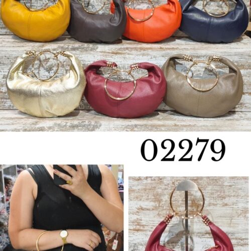 Bolso Hobo con Bandolera Piel Asa Circular Metálica