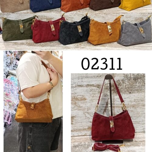 Bolso de Hombro Piel Serraje con Bandolera