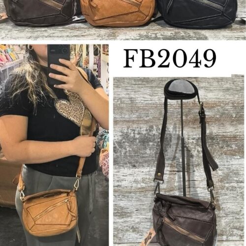Bolso con Bandolera Piel Lavada Estilo Vintage