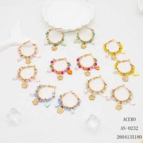 Pendientes Acero Aros con Bolitas