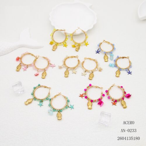 Pendientes Acero Aros con Bolitas