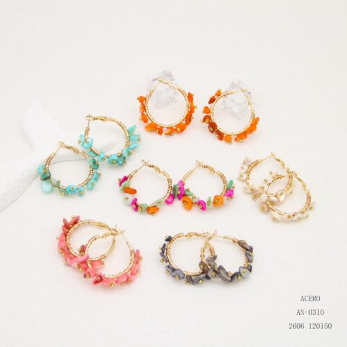 Pendientes Acero Aros con Bolitas