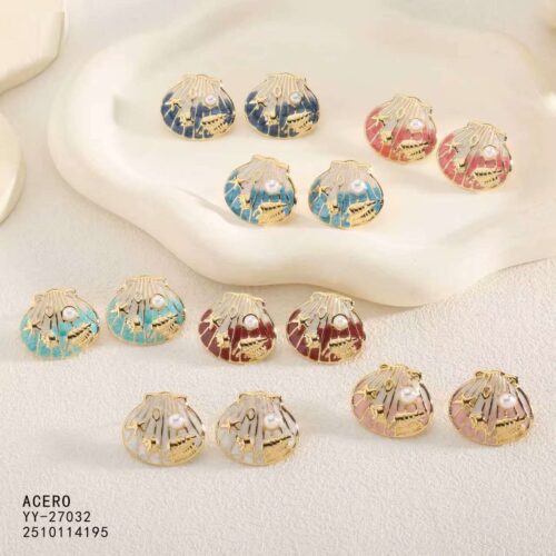 Pendientes Acero Concha Marina