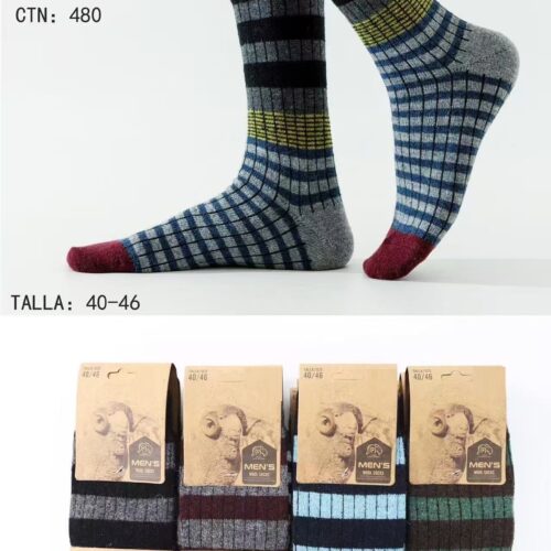 Calcetines Largos  con Lana Rayas Hombre