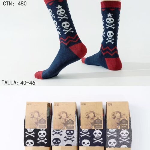 Calcetines Largos  con Lana Calaveras Hombre