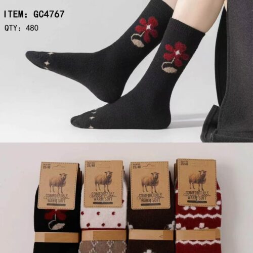 Calcetines Largos con Lana Flor Mujer