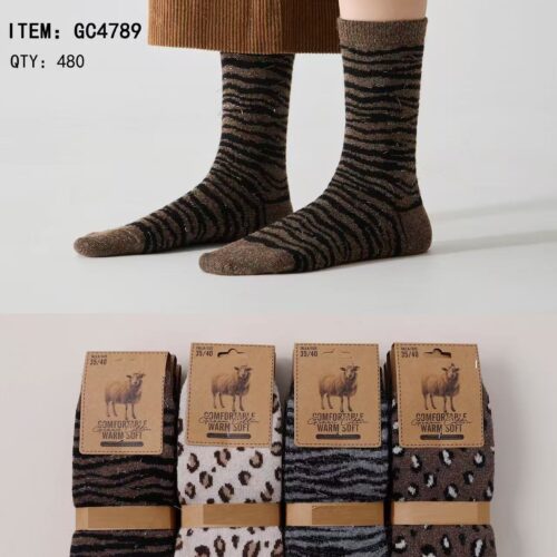 Calcetines Largos con Lana Animal Print Mujer