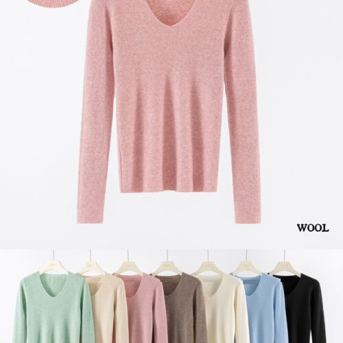 Jersey de Punto de Mujer  con Cuello de Pico