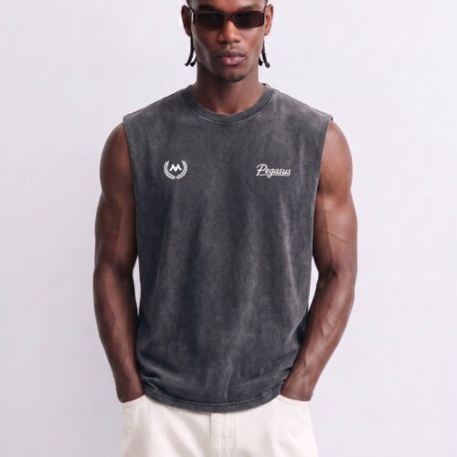 Camiseta sin Mangas  Negro Lavado Piedra