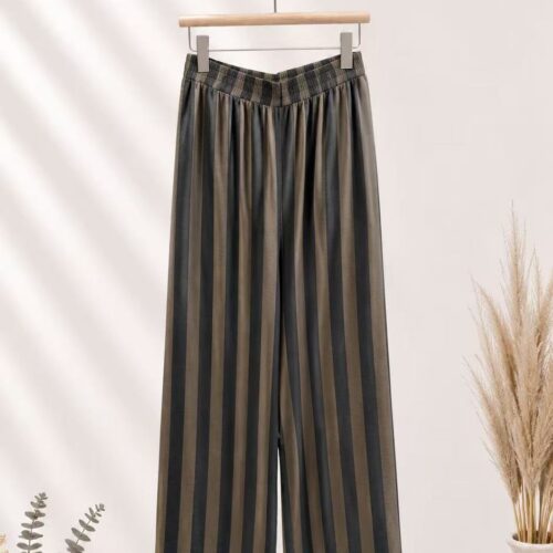 Pantalón Verde militar Estampado Rayas Verticales