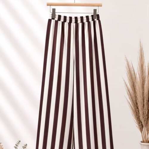 Pantalón Café Estampado Rayas Verticales