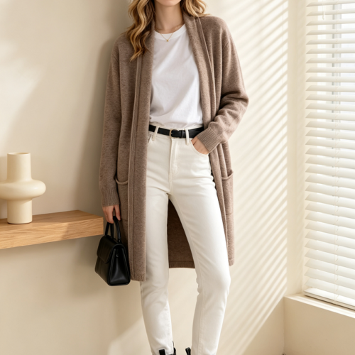 Chaqueta de Punto Corte Largo