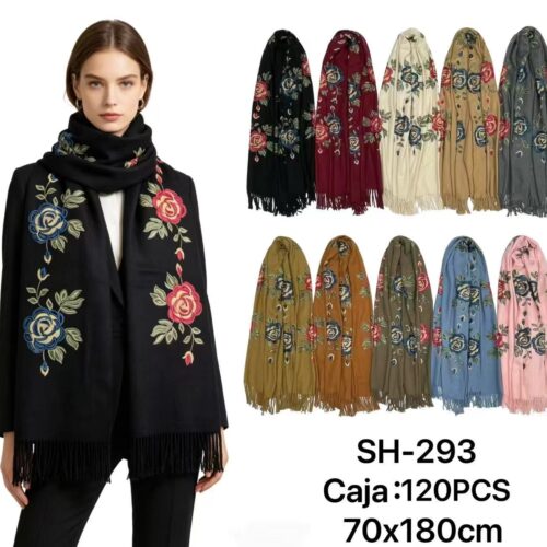 Bufandas con Flores Bordadas