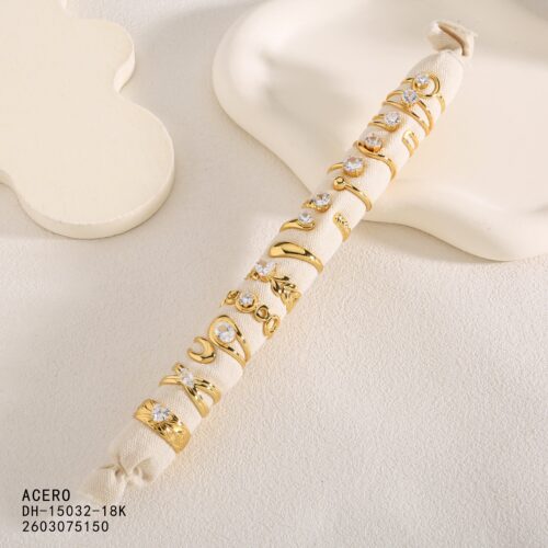 Tubo con 12 Anillos Dorados  Acero