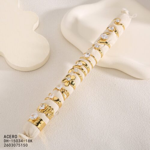 Tubo con 12 Anillos Dorados  Acero