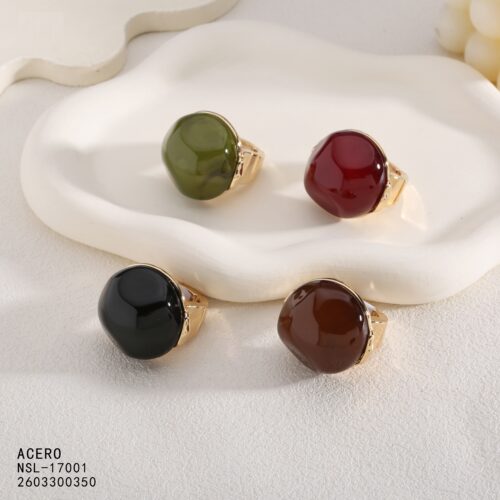 Anillo Maxi Acero Estilo Vintage con Piedra