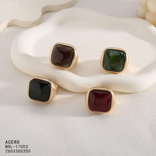 Anillo Maxi Acero Estilo Vintage con Piedra