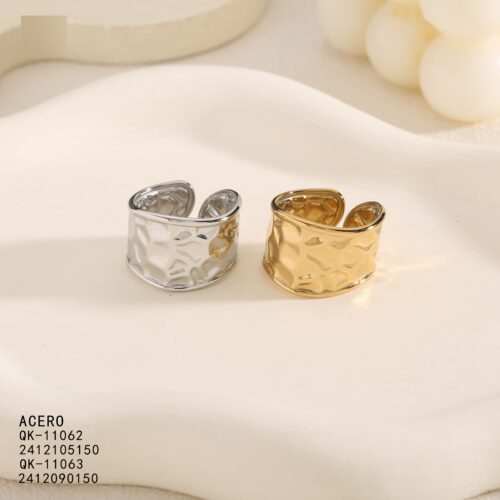 Anillo Acero Diseño Ancho Acabado Martillado