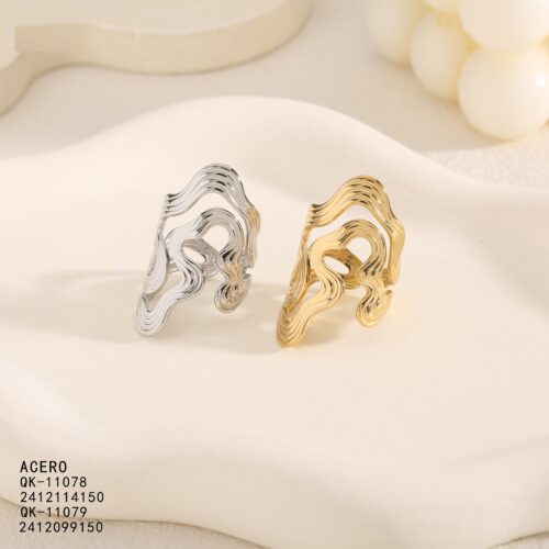 Anillo Acero Diseño Ondulado