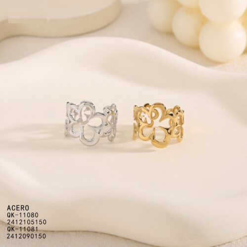 Anillo Acero Flores