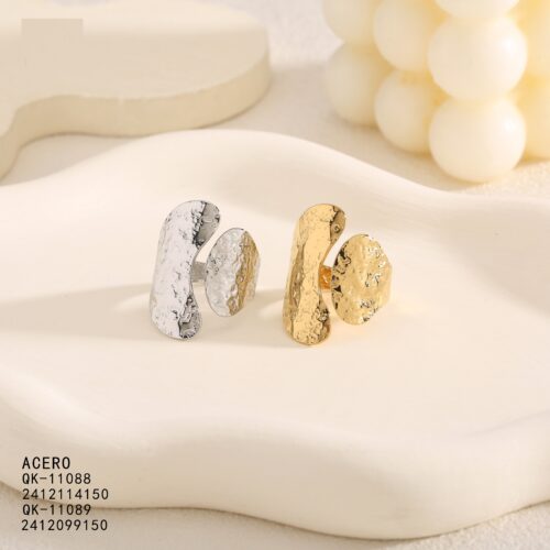Anillo Acero Diseño Texturizado martillado