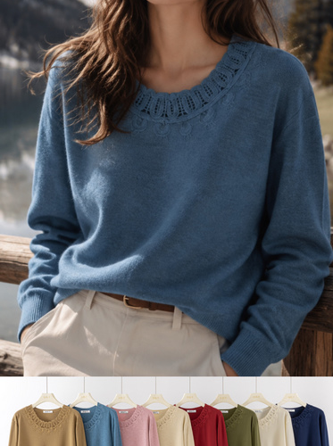 Jersey de Punto con Diseño de Bordado en el Cuello