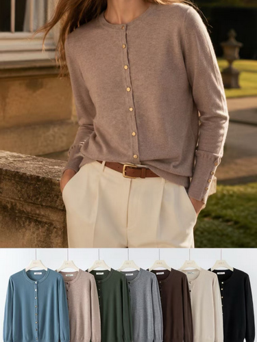Chaqueta de Punto Con Botones en las Mangas