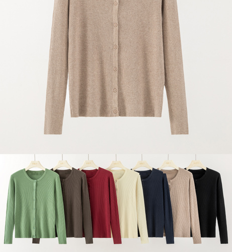 Chaqueta de Punto con Cuello Redondo