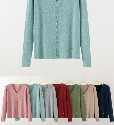 Chaqueta de Punto con Cuello Redondo